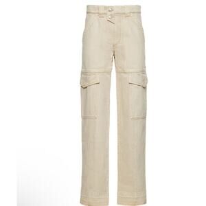 Isabel Marant Étoile Beige High-Rise Utility Cargo Pants RawHem Women FR 38 US 6